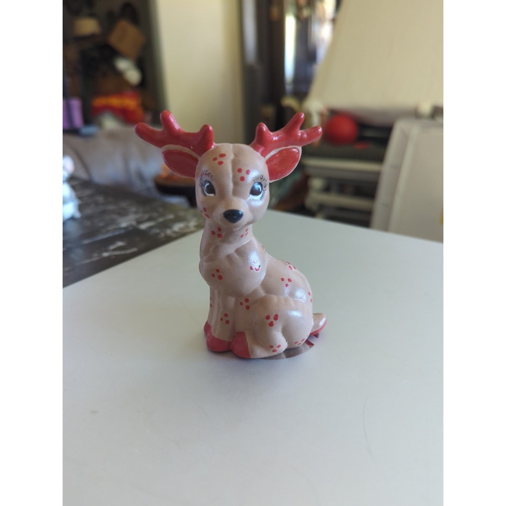 Vintage Kimple Mold Ceramic Reindeer Figurine Christmas Hand Painted